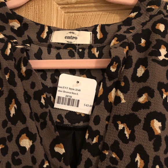 Entro Leopard Print Dress - Black and Brown - Picture 2 of 2
